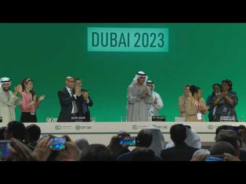 Standing ovation as nations adopt climate deal on fossil fuels