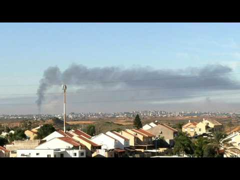 Smoke billows over northern Gaza seen from Israeli border