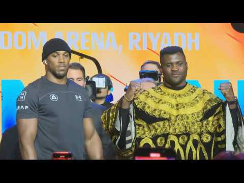 Anthony Joshua and Francis Ngannou face off in London ahead of Riyadh clash