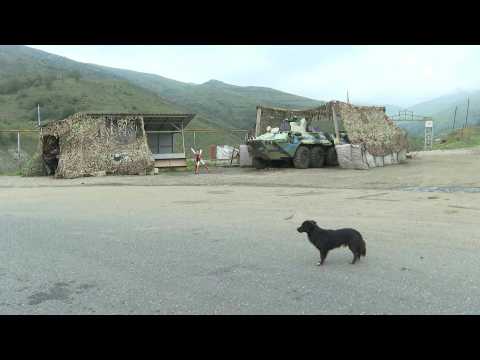 Russian military at checkpoint on Lachin corridor