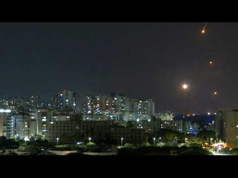 Rocket barrage from Gaza towards central Israel