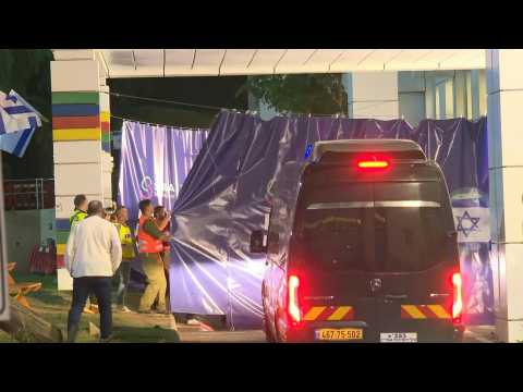 Vehicles with Israeli hostages released by Hamas arrive at Sheba Medical Center