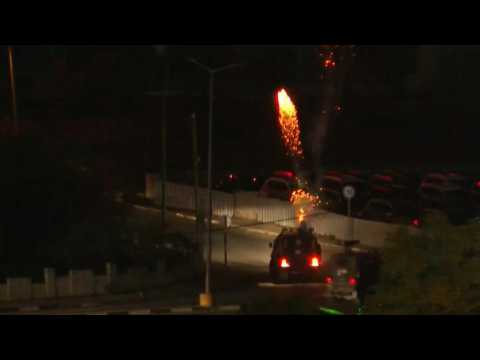 Israeli army fires tear gas as they enter the occupied West Bank near Ofer prison