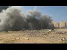 Moment strikes hit residential complex in Gaza's Khan Yunis