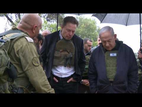 Israeli PM Netanyahu visits kibbutz Kfar Aza with Elon Musk