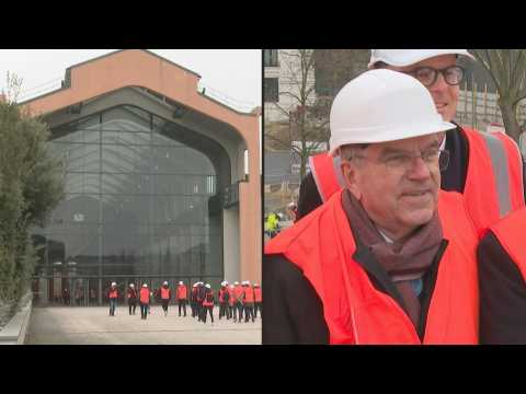 IOC president Bach visits Paris 2024 Olympic Village