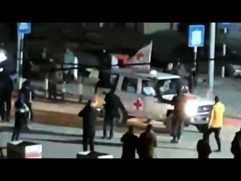 Red Cross convoy transporting released hostages crosses Rafah to Egypt
