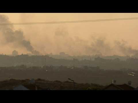 View of Gaza skyline at sunset as fragile truce holds