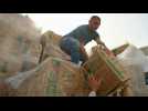 Food aid arrives at UNRWA school in Rafah, South Gaza