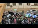 Argentina's Massa is greeted by supporters day after reaching runoff
