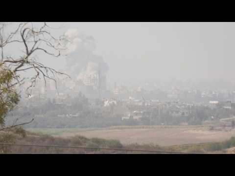 Smoke rises as Israeli army strikes Gaza