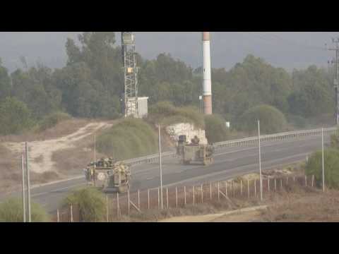Israeli military vehicles seen near Gaza border