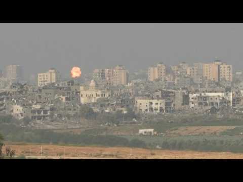 Israeli strike on northern Gaza seen from Sderot