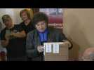 Argentina presidential election: Libertarian candidate Javier Milei votes
