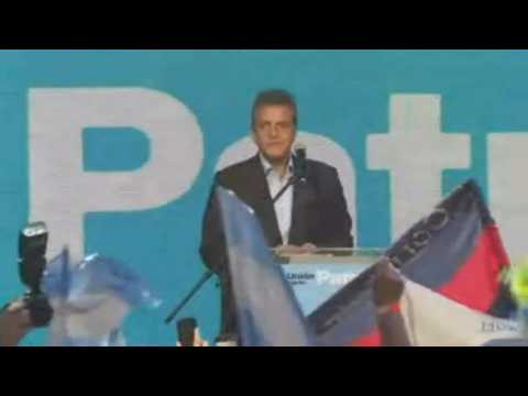 Argentina's Massa celebrates first round results with supporters