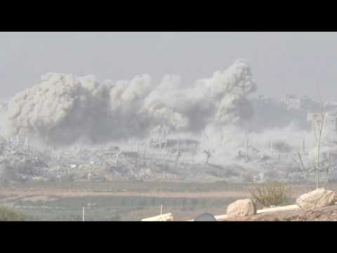 Smoke billows after explosion in northern Gaza seen from Israel's Sderot