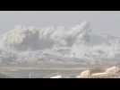 Smoke billows after explosion in northern Gaza seen from Israel's Sderot