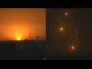 Air strikes and flares over northern Rafah at night