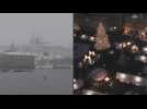 First snow covers Czech capital Prague as Christmas market opens