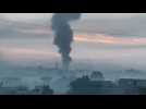 Smoke billows from Nuseirat in the central Gaza Strip after Israeli strike