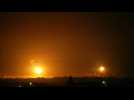 Strikes and flares are seen over northern Gaza from Israel's Sderot
