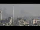 Smoke rises over Khan Yunis, seen from Rafah