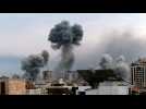 Smoke billows from buildings in Gaza City following Israeli strikes