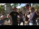 Australian PM arrives at polling station as people cast their votes