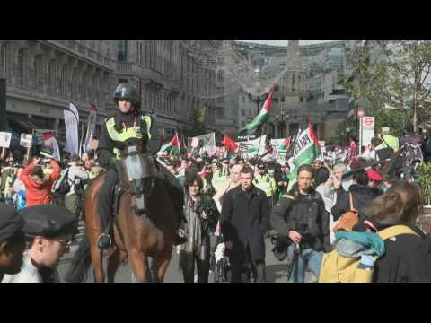 Thousands rally in London in solidarity with Palestinians