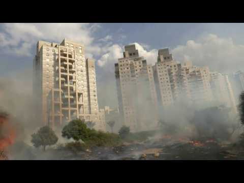 Aftermath of fresh barrage of rockets fired from Gaza towards Ashkelon