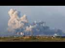 Smoke billows following Israeli strikes on northern Gaza