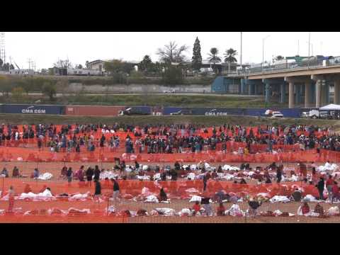 Hundreds of migrants wait to be processed at US-Mexico border
