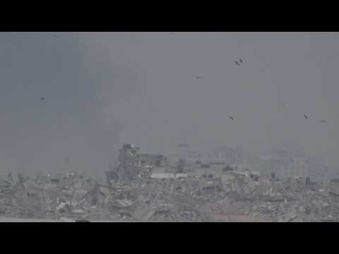 Destruction in Gaza’s Shujaya neighborhood as seen from Israel
