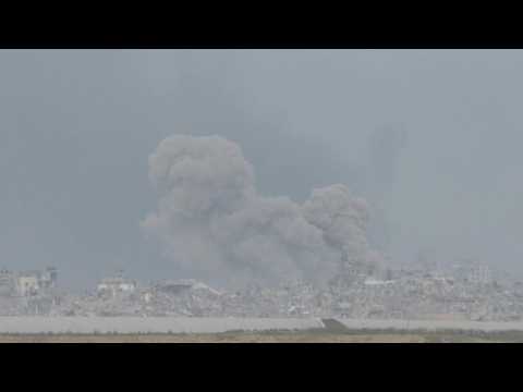 Huge cloud of smoke following a strike in northern Gaza, seen from Israel