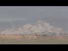 Smoke billows after various explosions in the Gaza Strip seen from Israel
