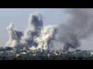 Heavy shelling on the Gaza Strip seen from Israel