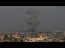 Smoke rises in Khan Yunis, seen from Rafah