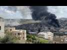 West Bank: smoke rises above Nur Shams camp during Israeli raid