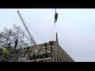 Paris Notre Dame: last dowel hammered in wooden frame structure