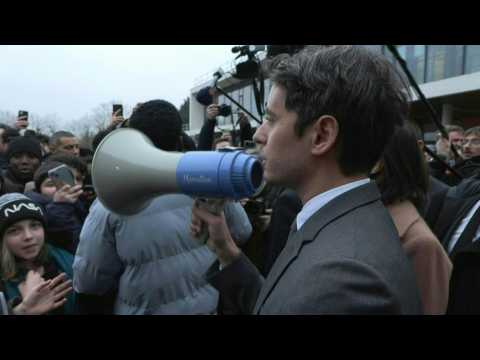 Attal and new French Education Minister visit a secondary school near Paris