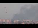 Smoke rises after an air strike in Khan Yunis seen from Rafah