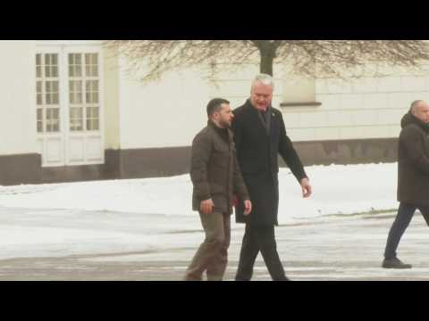 Ukraine's Zelensky welcomed at presidential palace in surprise visit to Lithuania