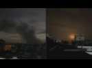 Smoke and flares over eastern Gaza as seen from Al-Shifa hospital in Gaza City
