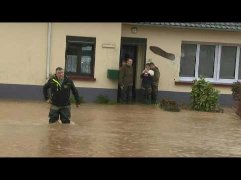 Flooded streets in northern France