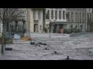 Laita River flooded in Quimperle, northwestern France