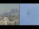 Smoke rises above Khan Yunis as Israeli drone flies over Rafah