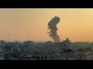 Smoke billows following an Israeli air strike on southern Rafah in Gaza