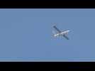 An Israeli drone flies over Rafah in the southern Gaza Strip