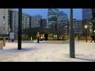 Paris wakes up to thin layer of snow