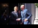 Emmanuel Macron welcomed by Belgian PM Michel in Brussels